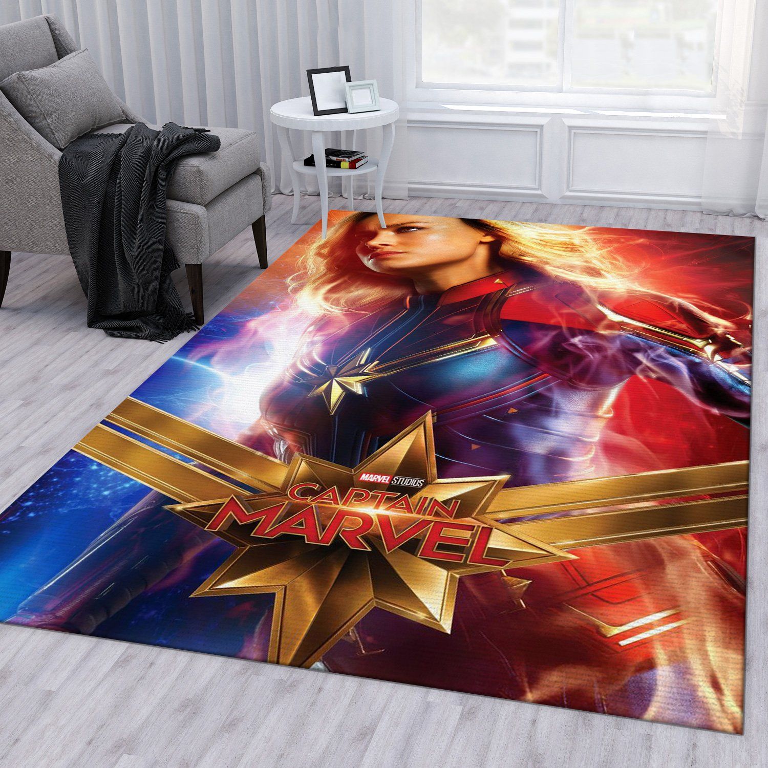 Carol Danvers Captain Marvel Rug – Custom Size And Printing - Chussin | Home Decor Easily