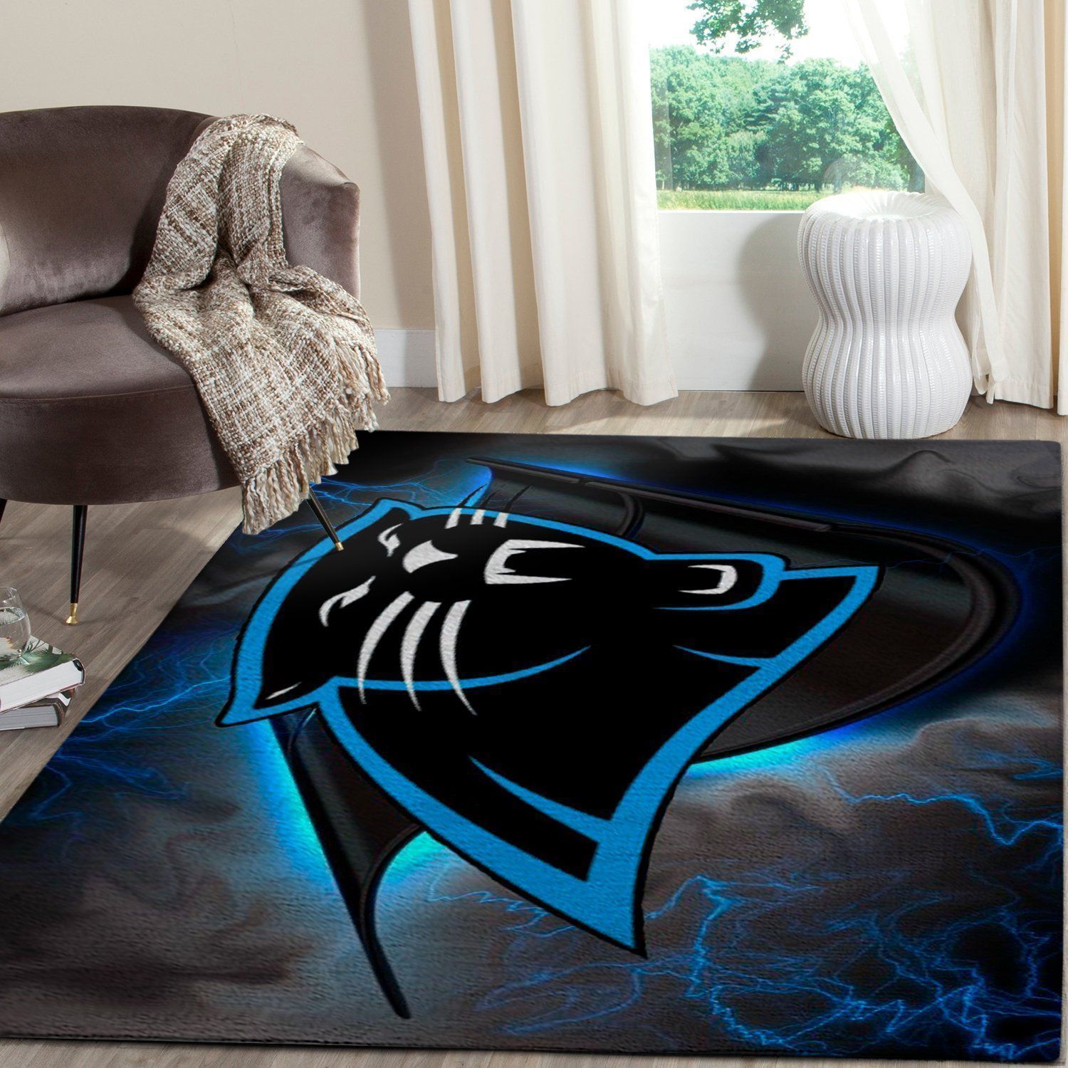 Carolina Panthers Area Rug Nfl Football Team Logo V3344 | Home Decor Easily