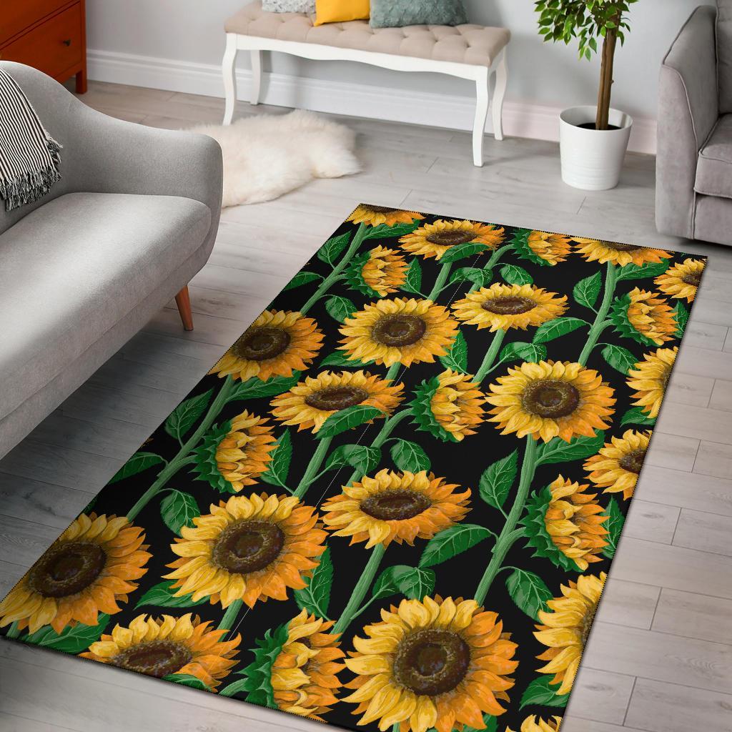 Cartoon Sunflower Pattern Print Area Rug  Chussin | Home Decor Easily
