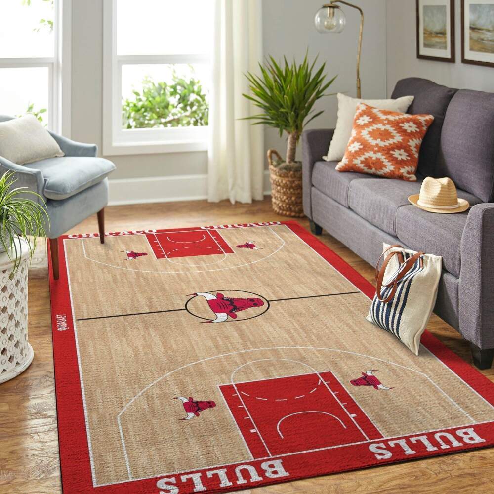 Chicago Bulls Court Area Rug Nba Basketball Team Logo | Home Decor Easily