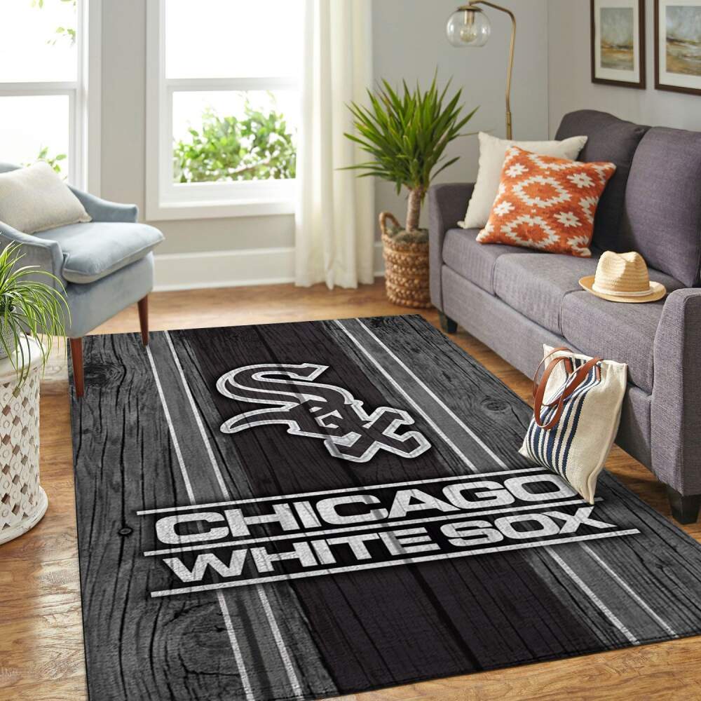 Chicago White Sox Mlb Area Rugs Baseball Team Logo Wooden Style  Chussin | Home Decor Easily
