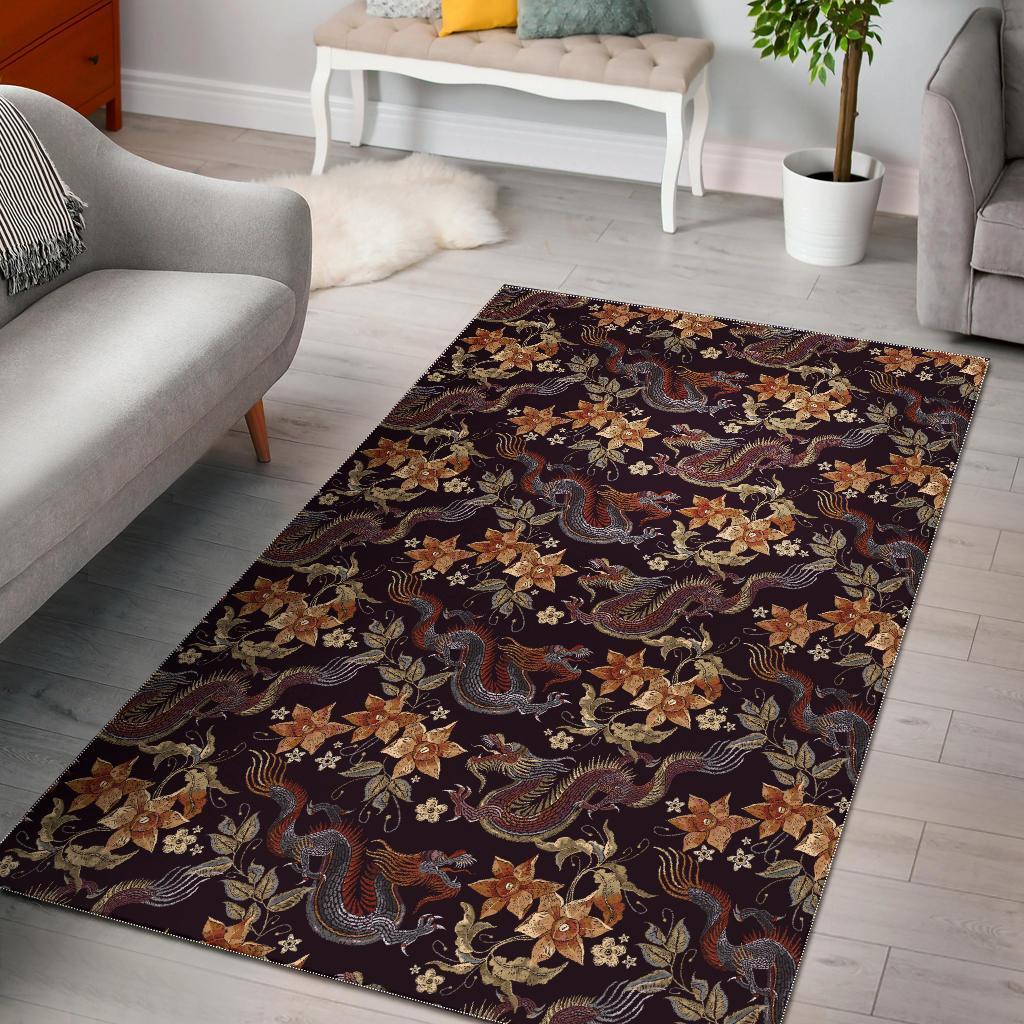 Chinese Floral Dragon Pattern Print Area Limited Edition Rug -  Chussin | Home Decor Easily