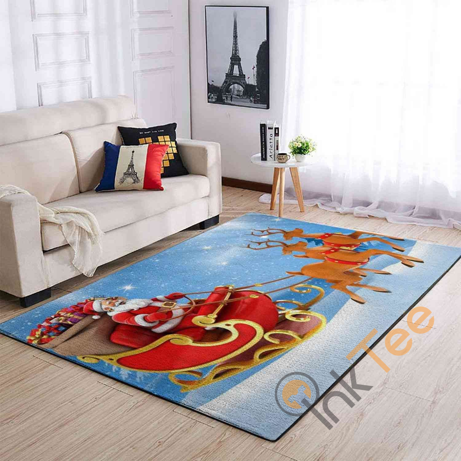 Christmas Santa Claus Deer Sleigh Area Rug -  Chussin | Home Decor Easily