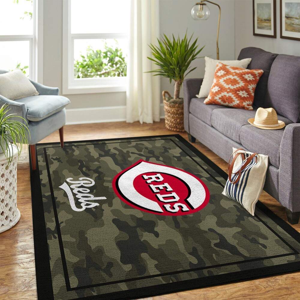 Cincinnati Reds Mlb Area Rugs Camo Style Team Logo  Chussin | Home Decor Easily