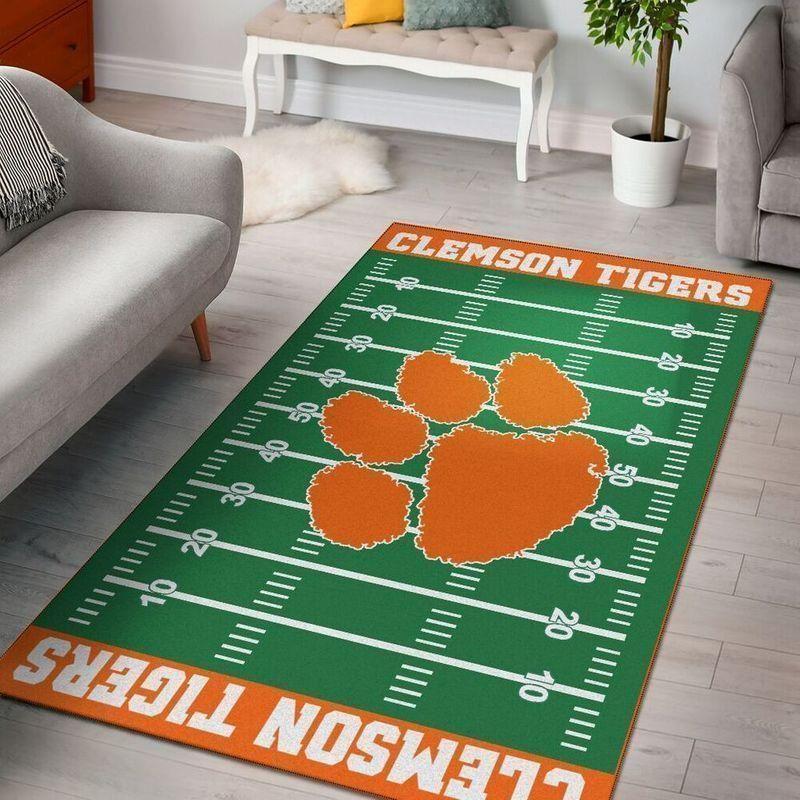Clemson Tigers Field Area Rug Football Team Logo V11096 Chussin | Home Decor Easily