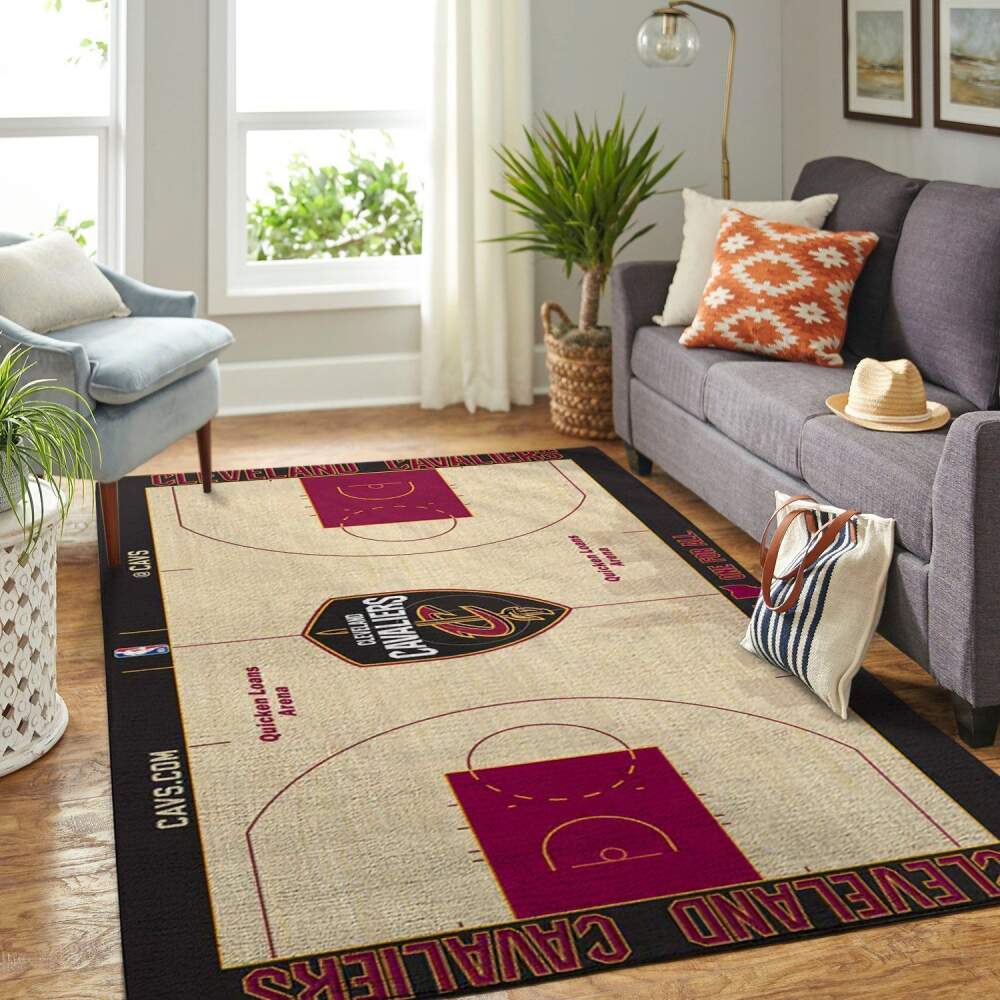 Cleveland Cavaliers Court Area Rug Nba Basketball Team Logo V17248 | Home Decor Easily