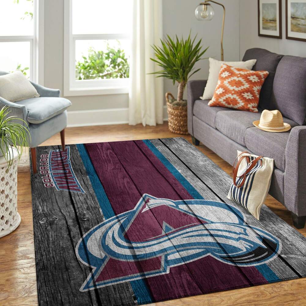 Colorado Avalanche Nhl Team Logo Area Rugs Wooden Style Sports  Chussin | Home Decor Easily