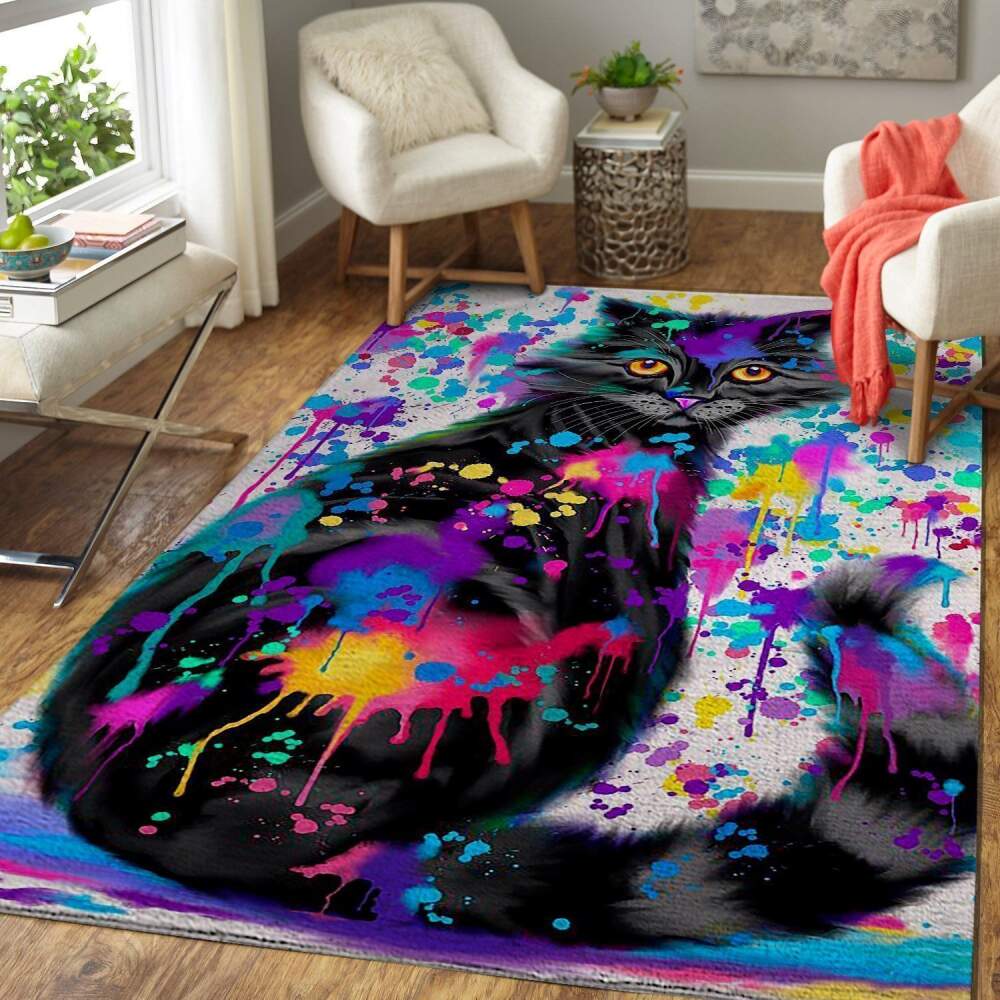 Colorful Cat Area Rug Ofd Pcc190827 Area  Chussin | Home Decor Easily