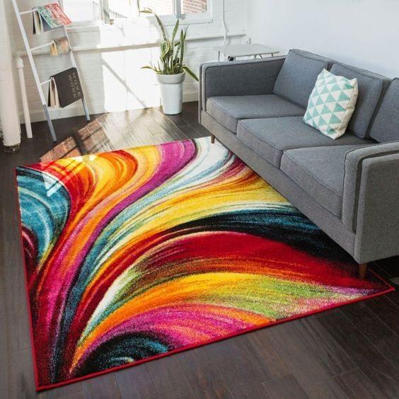 Curved Multi Colored Limited Edition Rug -  Chussin | Home Decor Easily