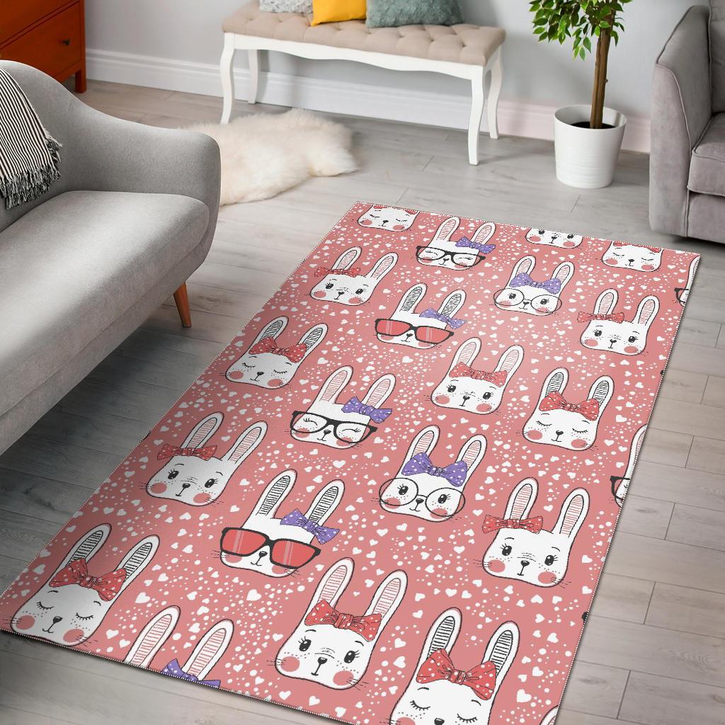 Cute Bunny Rabbit Pattern Print Area Rug  Chussin | Home Decor Easily