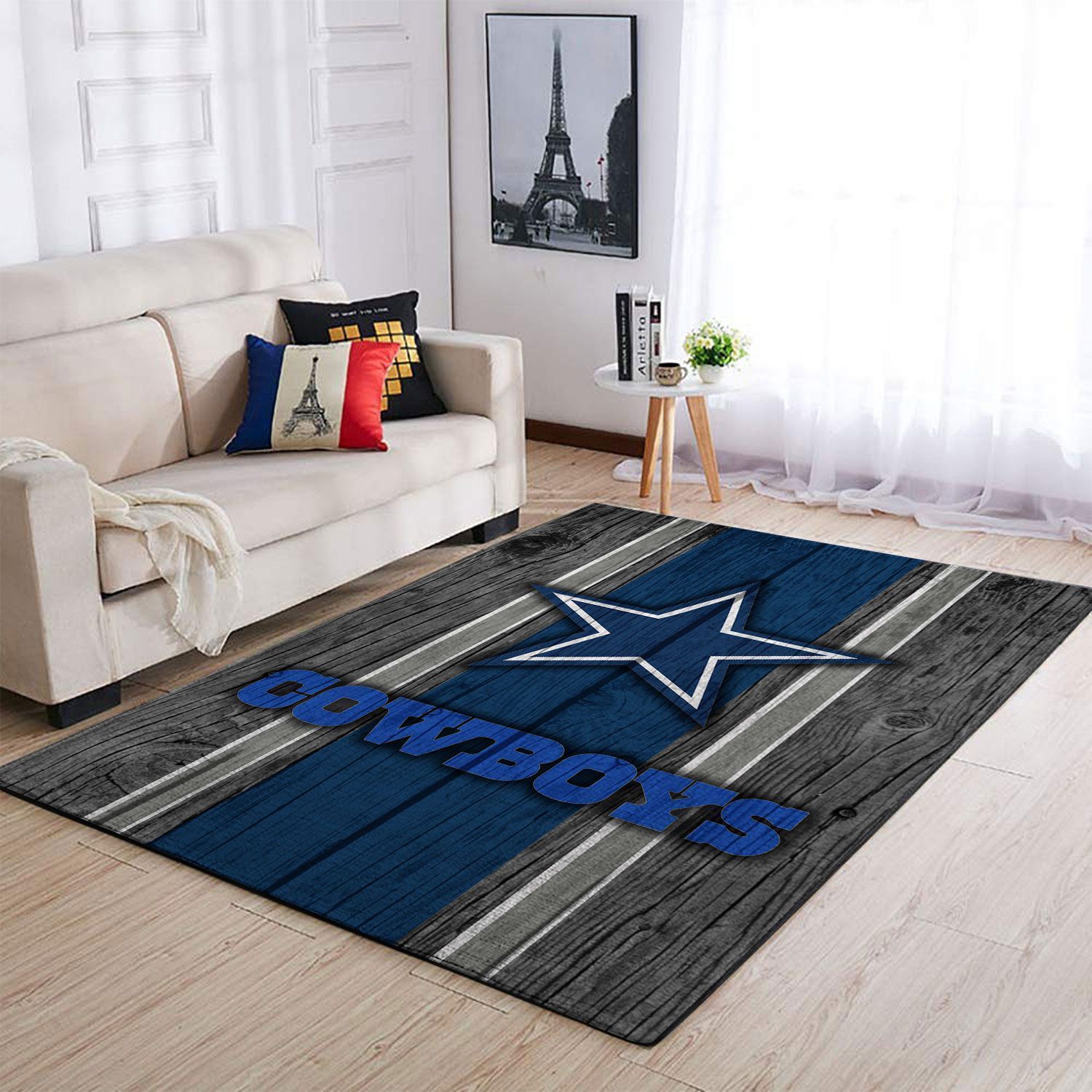 Dallas Cowboys Nfl Area Rugs Football Team Logo Wooden Style | Home Decor Easily