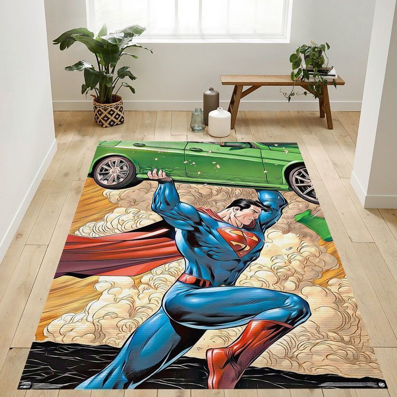 Dc Comics Superman Car Area Rug And  Chussin | Home Decor Easily
