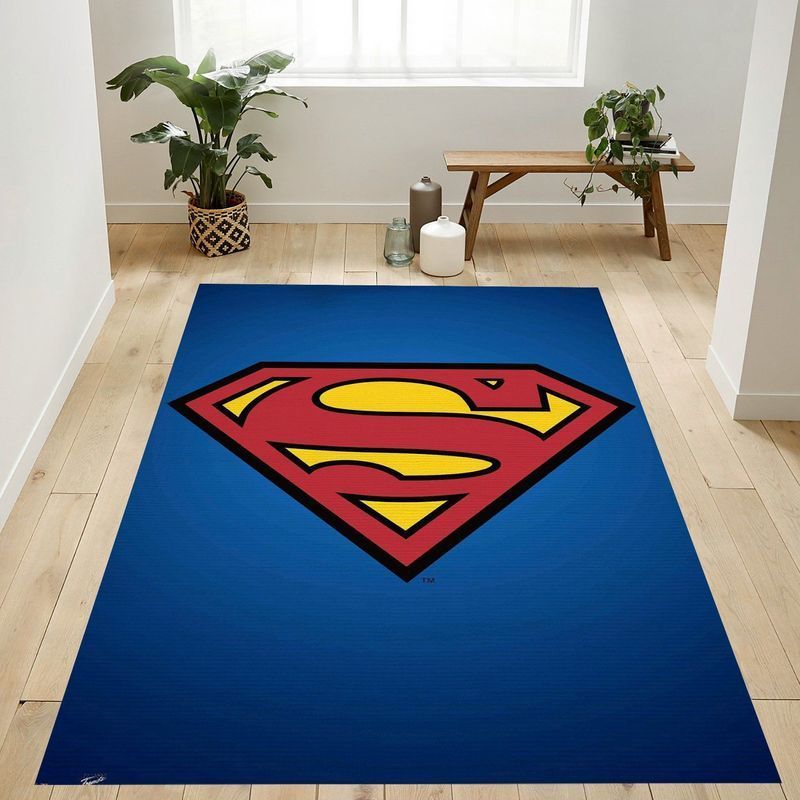 Dc Comics Superman Shield Area Rug And Chussin | Home Decor Easily