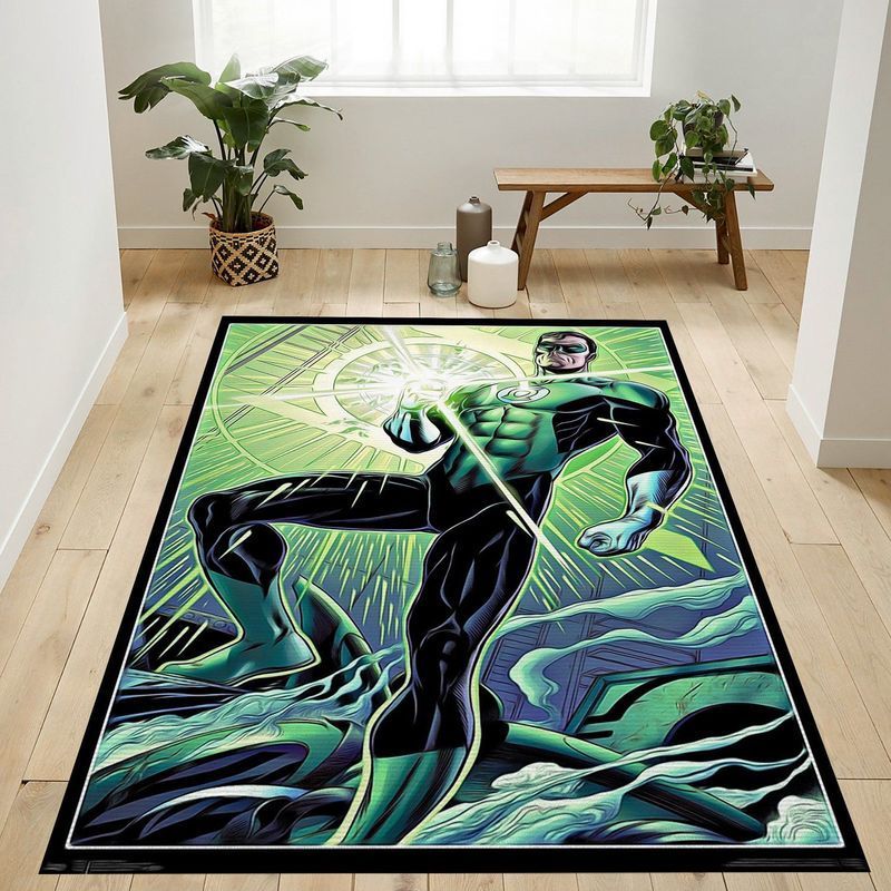 Dc Comics The Green Lantern Hal Ring Area Rug Bed Room Regtangle  Chussin | Home Decor Easily