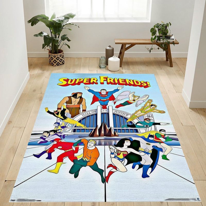 Dc Comics Tv Super Friends Team Area Rug Bed Room Regtangle  Chussin | Home Decor Easily