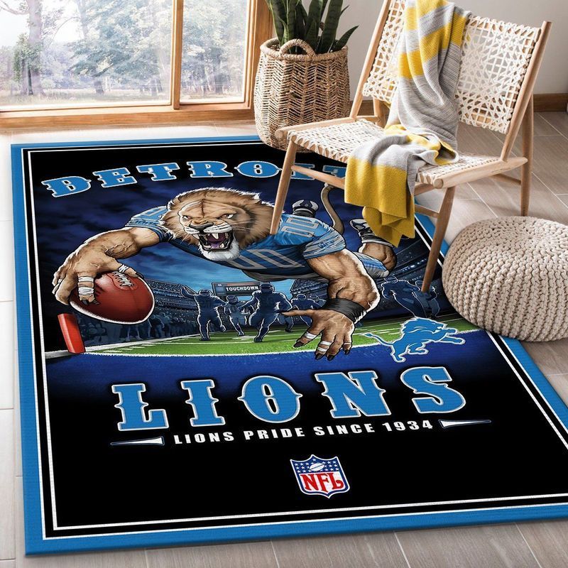 Detroit Lions Football Nfl 17 Area Rug Bed Room Regtangle Chussin | Home Decor Easily