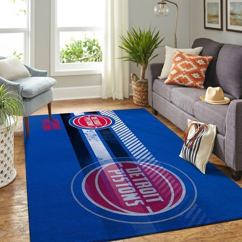 Detroit Pistons Area Rug Nba Basketball Team Logo Regtangle V6639 Chussin | Home Decor Easily