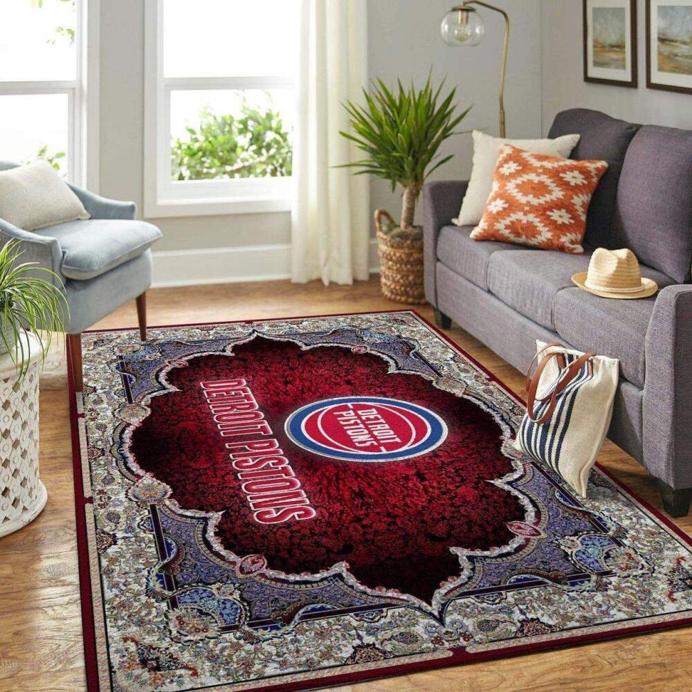 Detroit Pistons Nba Area Christmas Gift Rug Regtangle  Chussin | Home Decor Easily