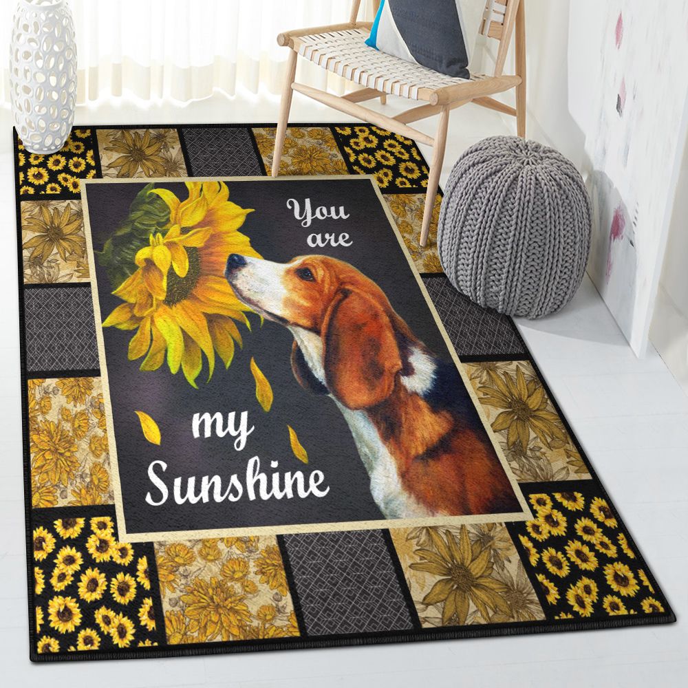 Dog Washable Area Rugs, Beagle Dog Sunflower GS CL Rug  Chussin | Home Decor Easily