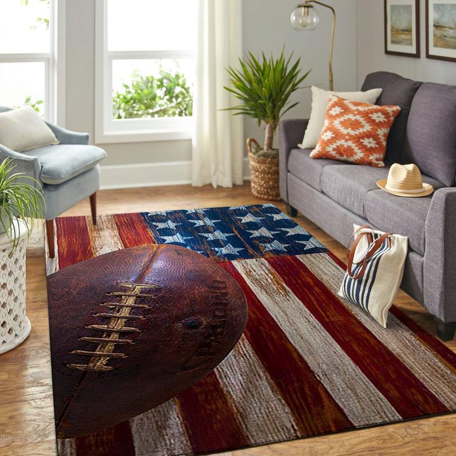 Football Ball On American Flag Area Rug Fbaf190827 Ofd  Chussin | Home Decor Easily