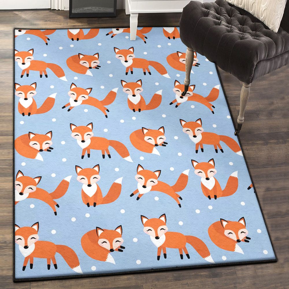 Fox Hunting Area Rugs, Fox Snow Pattern Rug  Chussin | Home Decor Easily
