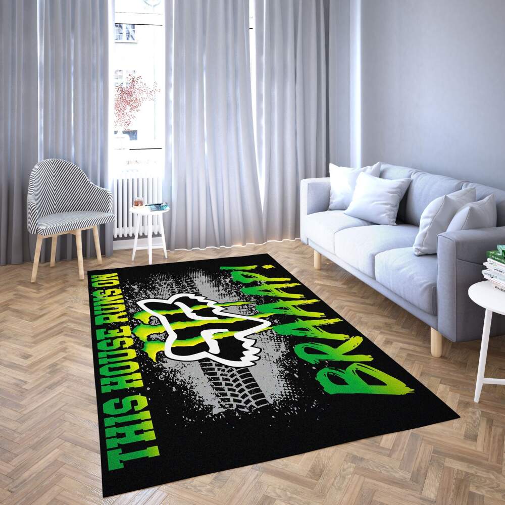 Fox Racing Motorcycle Area Rug This House Runs On Braaap Chussin | Home Decor Easily