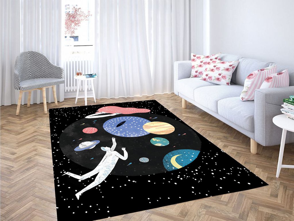 Galaxy Flat Character Living Room Modern Carpet Rug - Chussin | Home Decor Easily