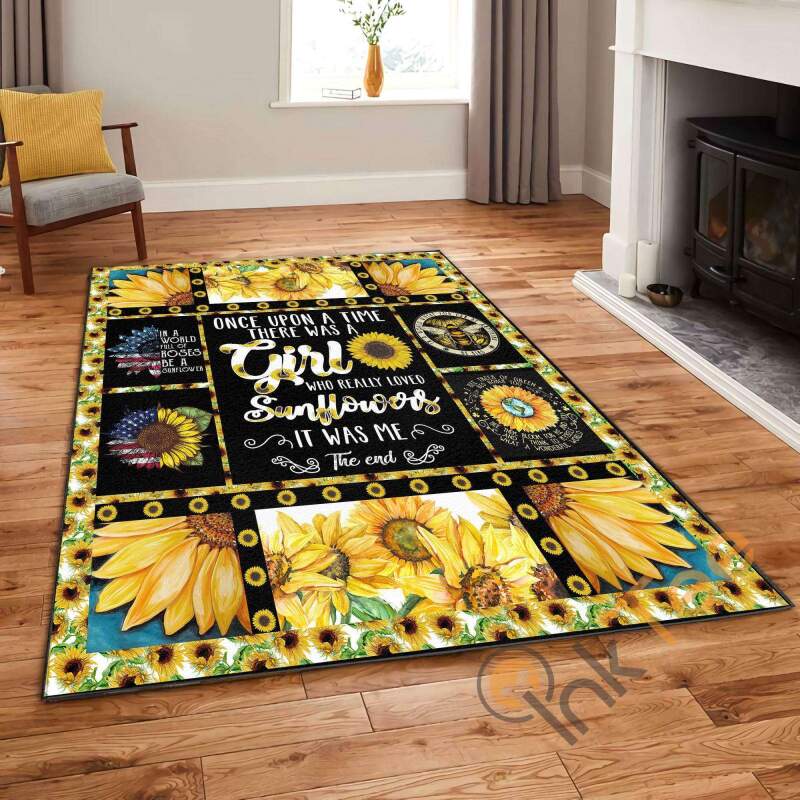 Girl Sunflower For Girls Room Bedroom Living Rug -  Chussin | Home Decor Easily