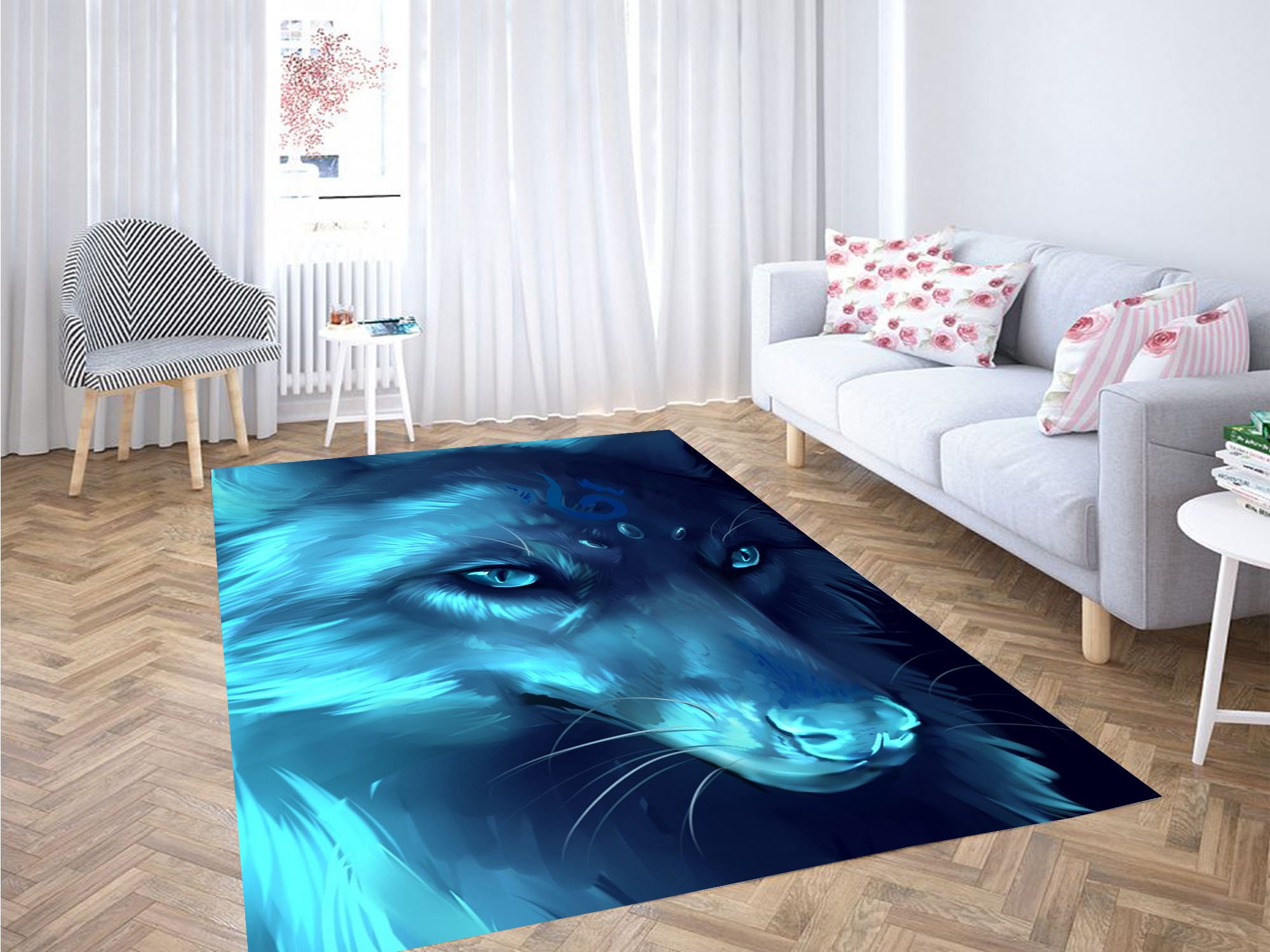 Glowing Wolf Painting Carpet Rug -  Chussin | Home Decor Easily