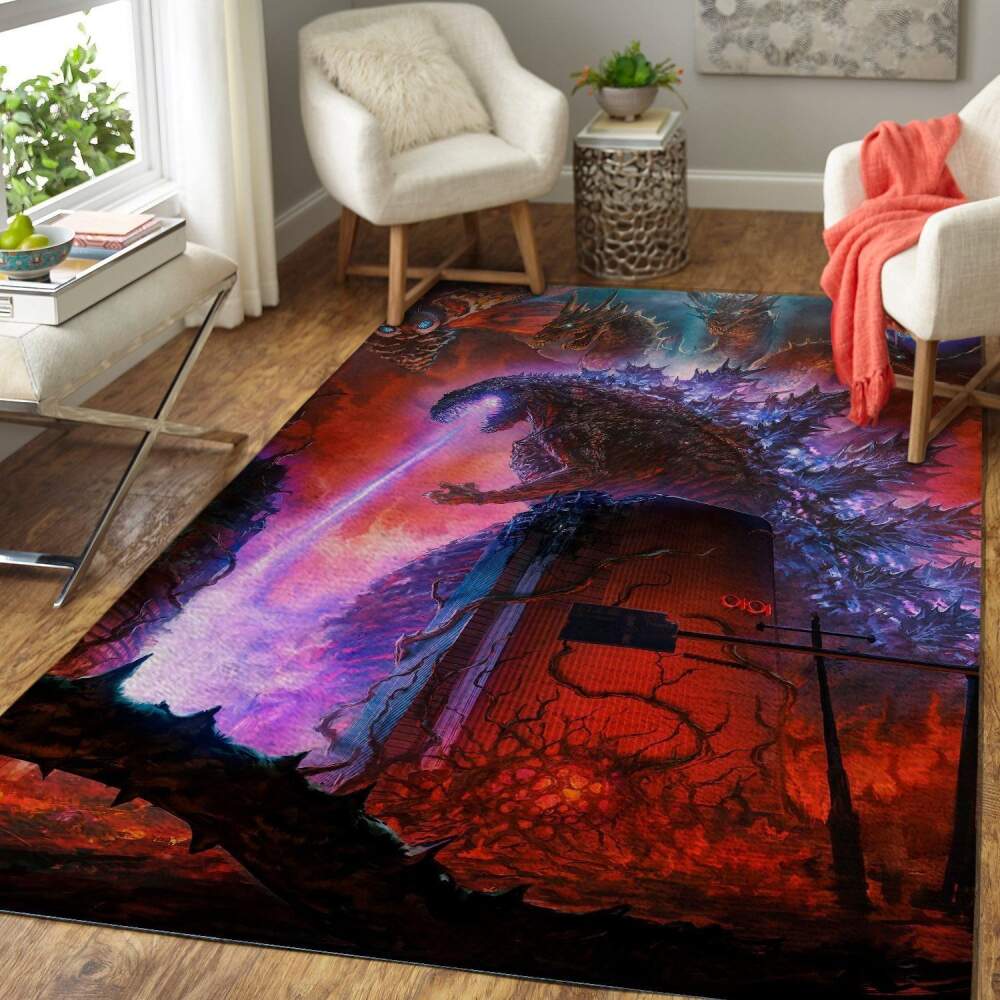 Godzilla Area Rug King Of The Monsters Movie V8393 Chussin | Home Decor Easily