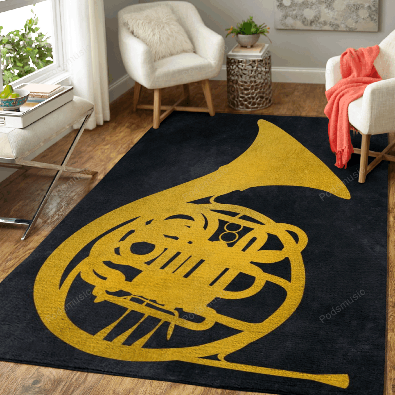 Gold French Horn Music Art For Fans Area  Chussin | Home Decor Easily
