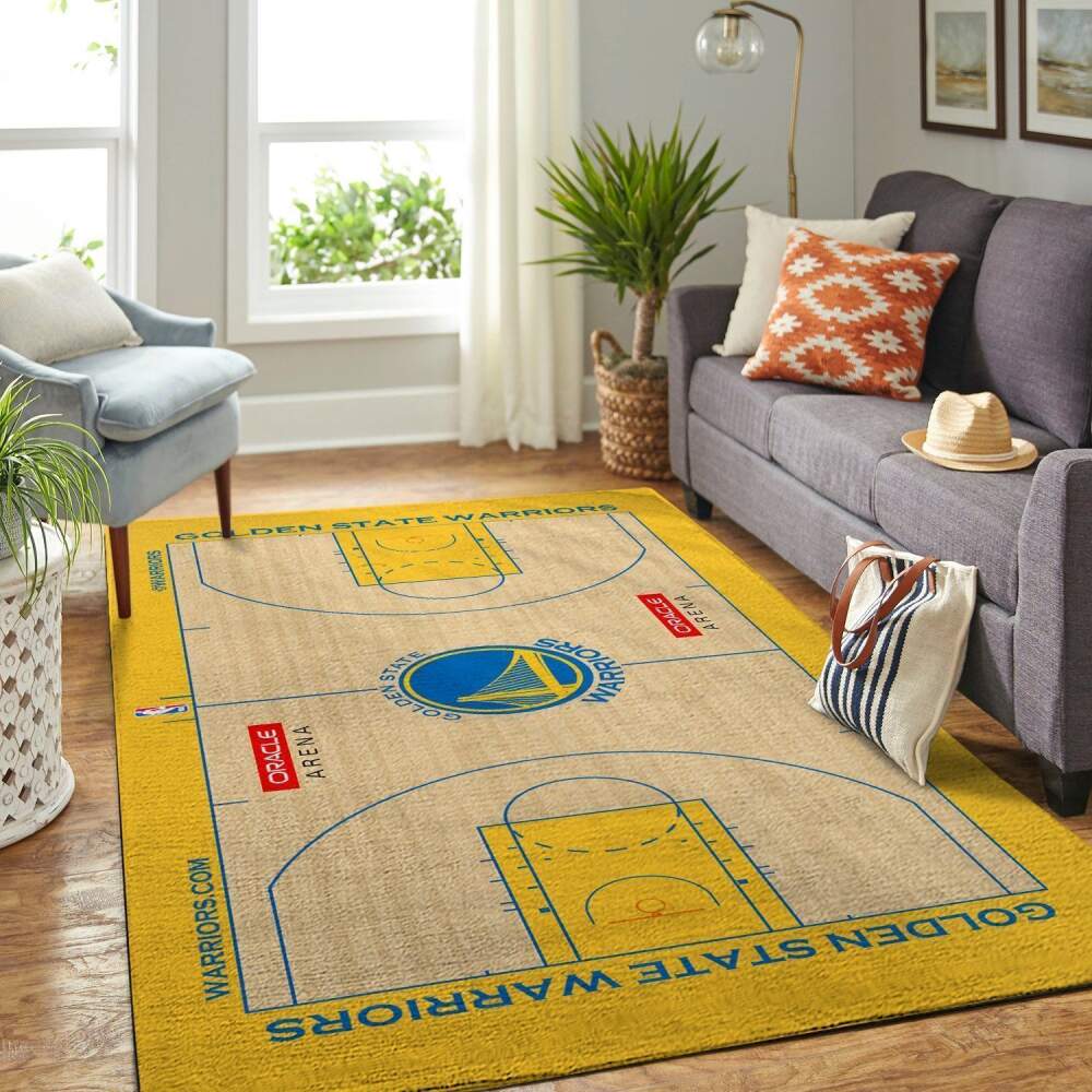 Golden State Warriors Court Area Rug Nba Basketball Team Logo Chussin | Home Decor Easily