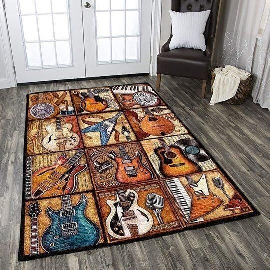 Guitar Area Rug Music Ofd Azc190903 Area Chussin | Home Decor Easily