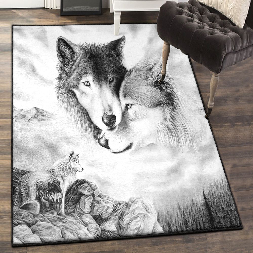 Halloween Gift Area Rugs, Wolf Couple Rug  Chussin | Home Decor Easily