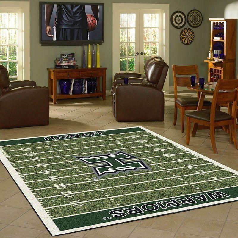 Hawaii Rainbow Warriors Field Area Rug Football  Chussin | Home Decor Easily