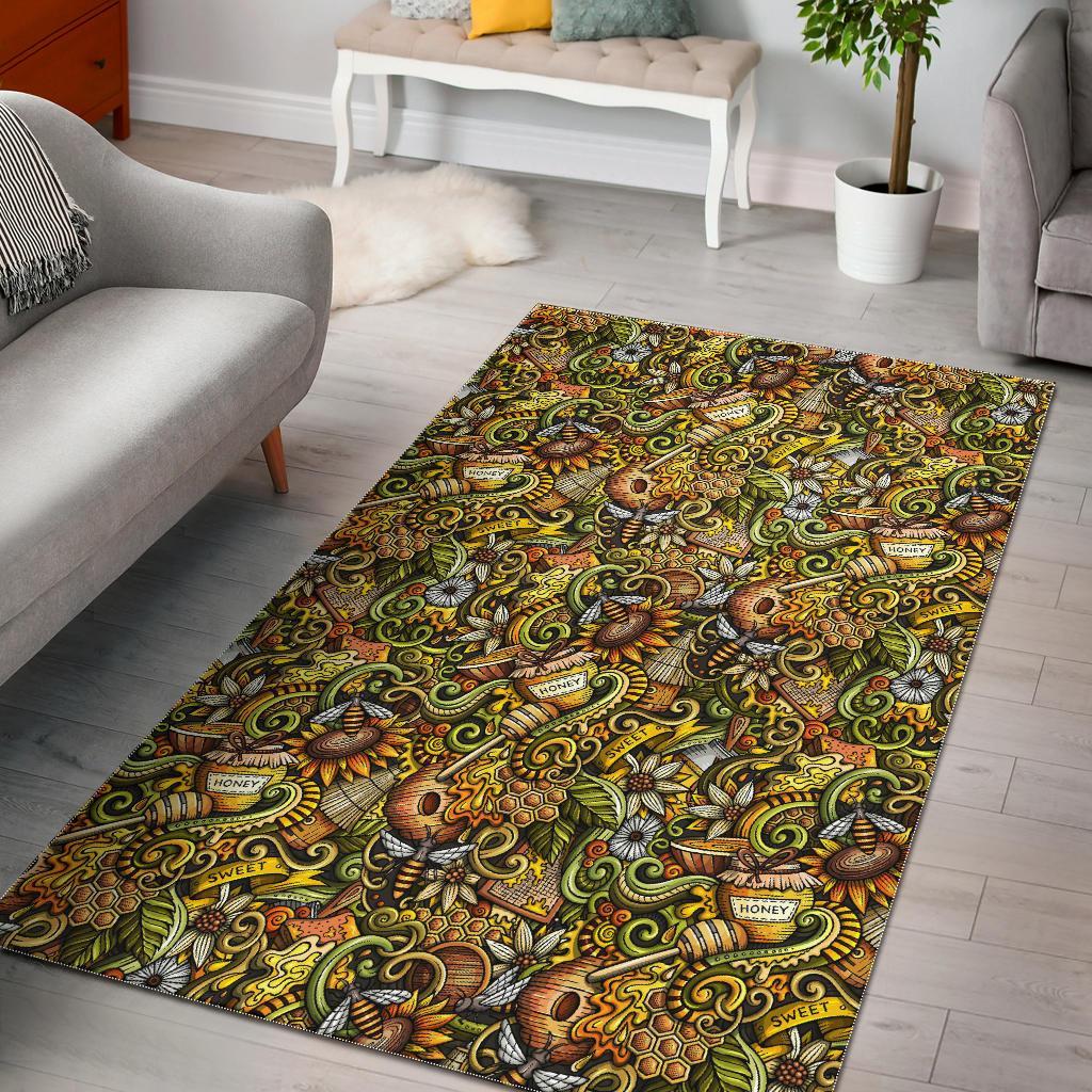 Honey Bee Psychedelic Gifts Pattern Print Area Rug  Chussin | Home Decor Easily