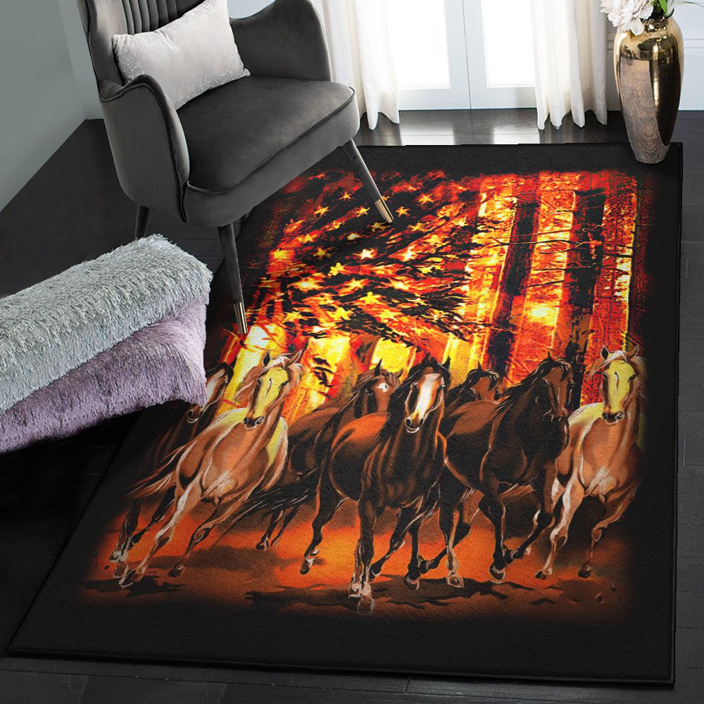 Horse Washable Area Rugs, Horse Usa GS CL Rug Chussin | Home Decor Easily
