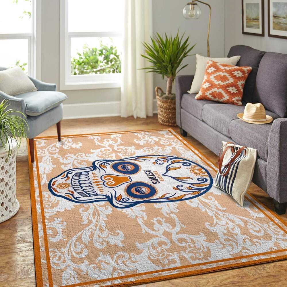 Houston Astros Mlb Area Rugs Team Logo Skull Style Sports  Chussin | Home Decor Easily