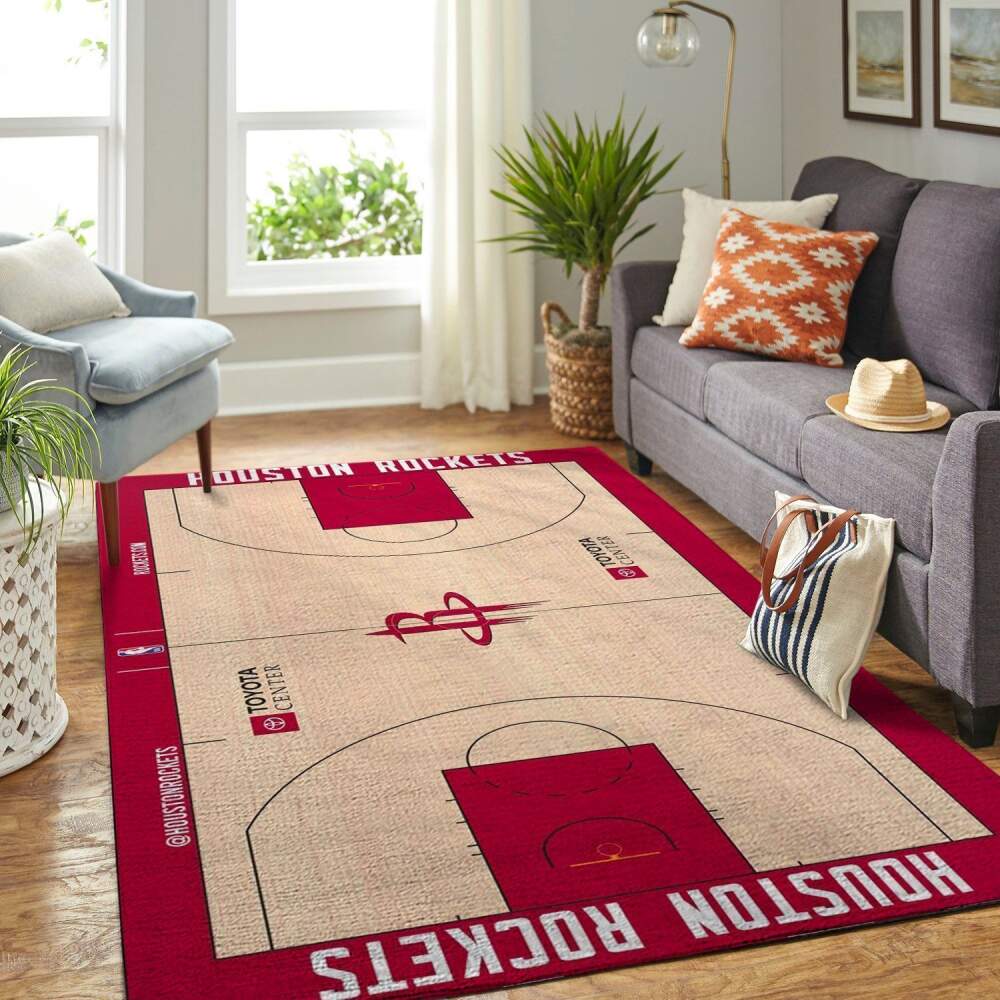 Houston Rockets Court Area Rug Nba Basketball Team Logo Chussin | Home Decor Easily