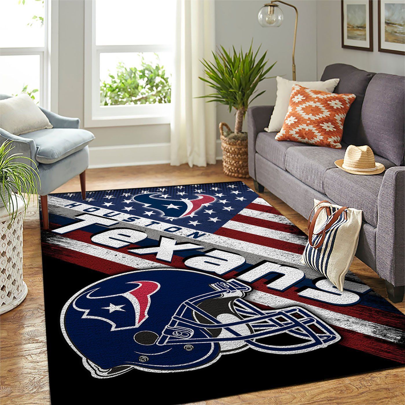 Houston Texans Nfl Area Rugs Team Logo American Flag Style Sports  Chussin | Home Decor Easily
