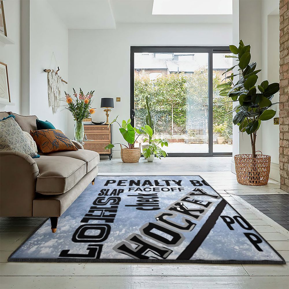 Ice Hockey Large Rugs, Hockey Theme Rug  Chussin | Home Decor Easily