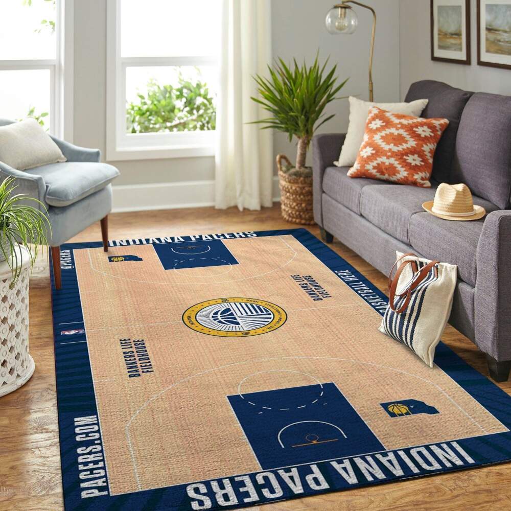 Indiana Pacers Court Area Rug Nba Basketball Team Logo | Home Decor Easily