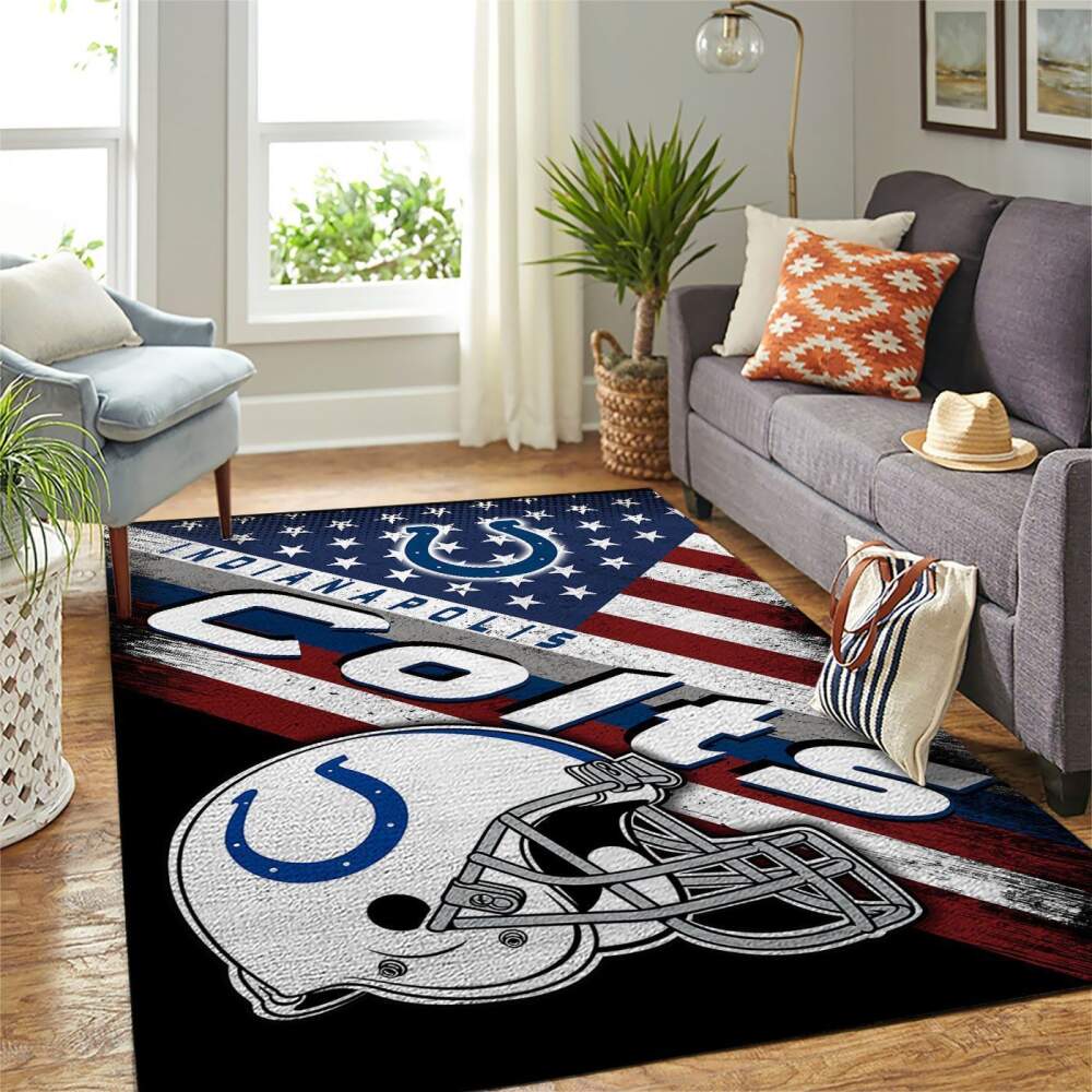 Indianapolis Colts Nfl Area Rugs Team Logo American Flag Style Sports Chussin | Home Decor Easily