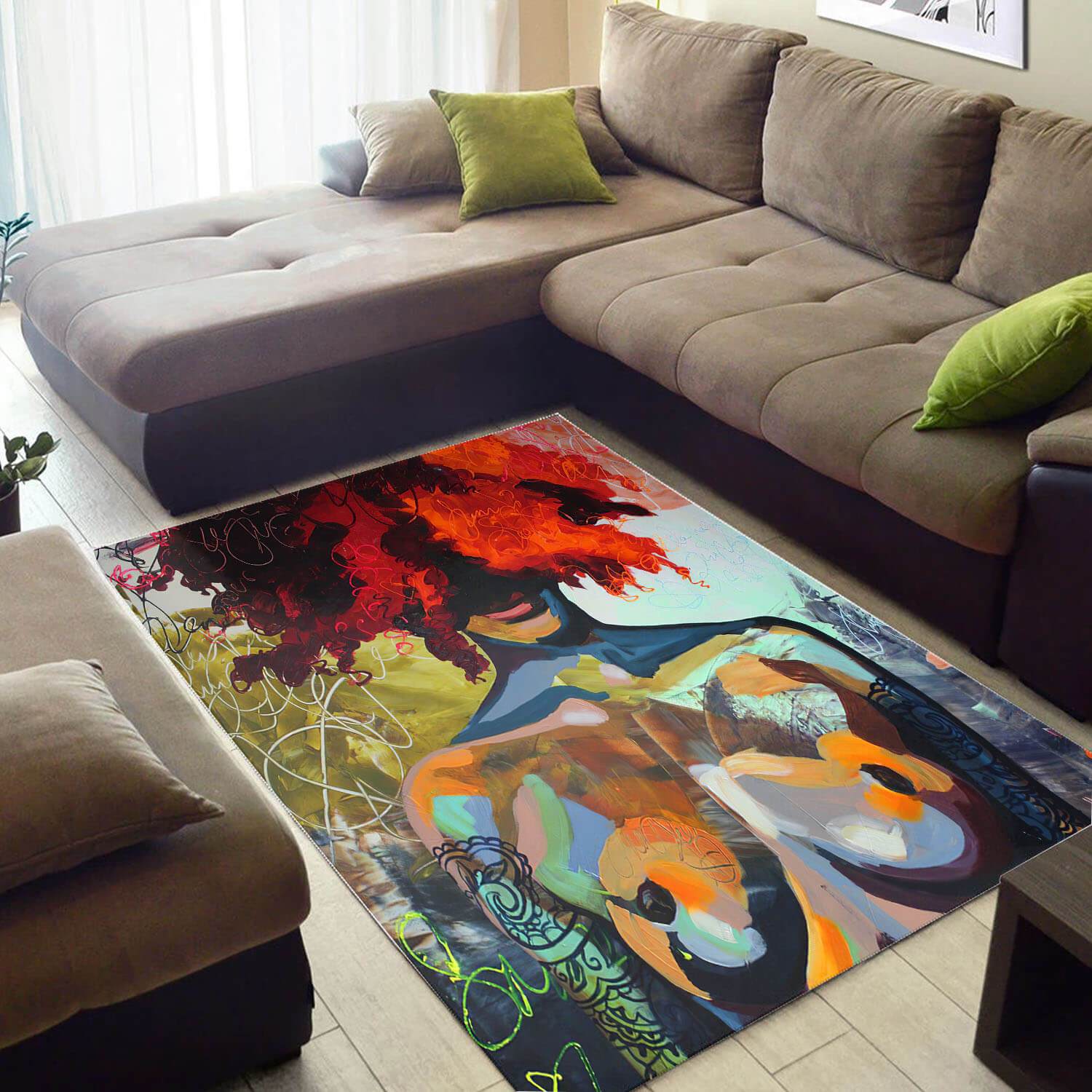 Inspired African American Pretty Afro Girl Carpet Living Room Rug -  Chussin | Home Decor Easily