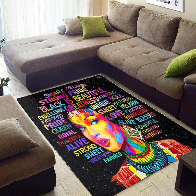 Inspired African Style Cute Melanin Girl Carpet Themed Home Rug -  Chussin | Home Decor Easily