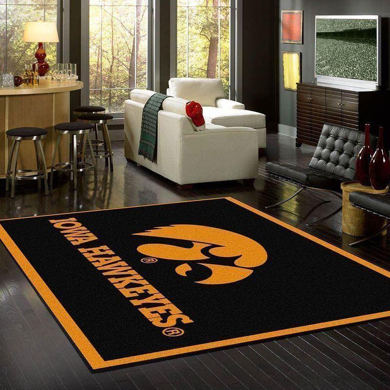 Iowa Hawkeyes Area Rug Football Team Logo V6663 | Home Decor Easily