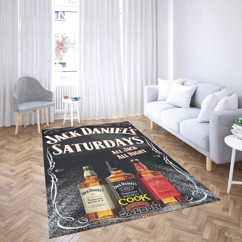 Jack Daniels Whiskey Label Saturday Night Decorative Floor Rug -  Chussin | Home Decor Easily