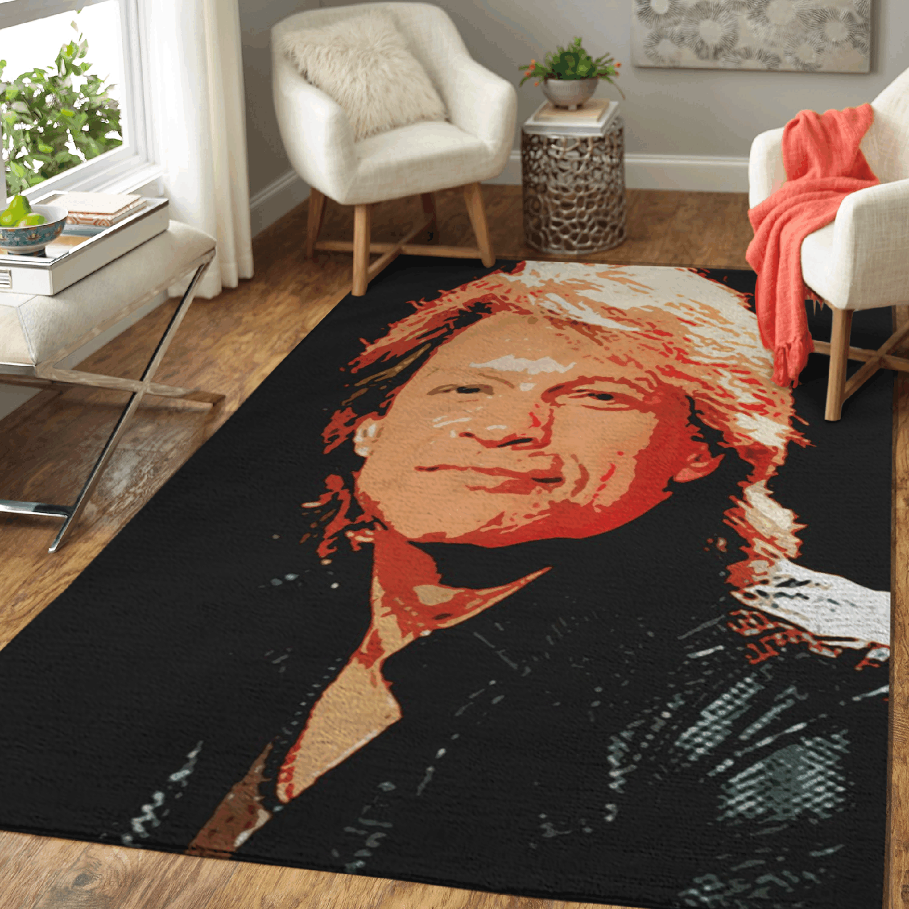 Jon Bon Jovi Bon Jovi Rock Band Pop Art Area Rug Area  Chussin | Home Decor Easily