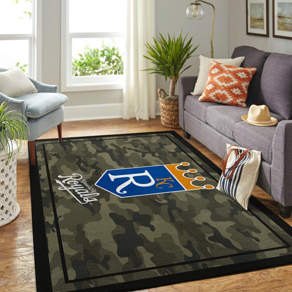 Kansas City Royals Mlb Area Rugs Camo Style Team Logo  Chussin | Home Decor Easily