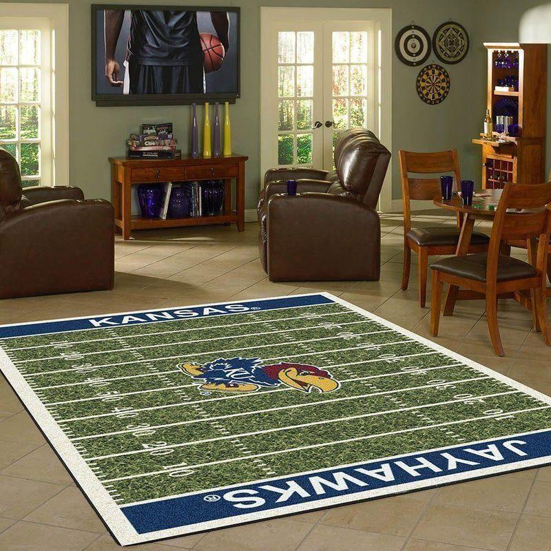 Kansas Jayhawks Field Area Rug Football  Chussin | Home Decor Easily